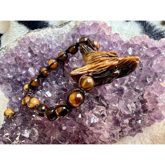WOLF SPIRIT ANIMAL Obsidian Mala Bracelet - Picture 9 of 14